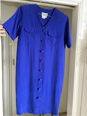 Royal Blue Silk Midi Dress